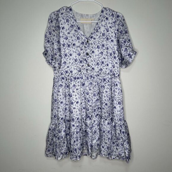 Reistor Dress Womens Small Look on the Bright Side Purple Porcelain Floral Print - Picture 1 of 7